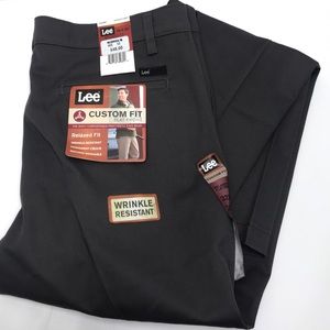 NWT Lee Custom Fit Gray Flat Front Pants 33 X 32